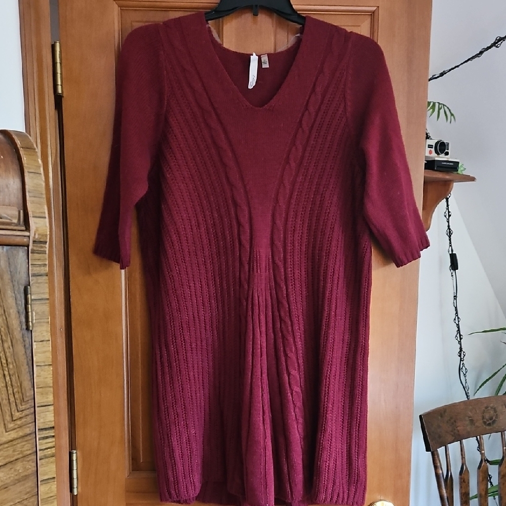 NY Collection Burgundy Knit Dress